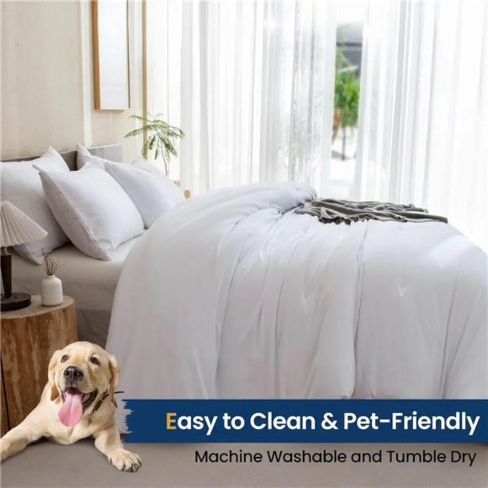 Classic Pure White Comforter Queen Size, 3 Pieces Boho Comforter Set